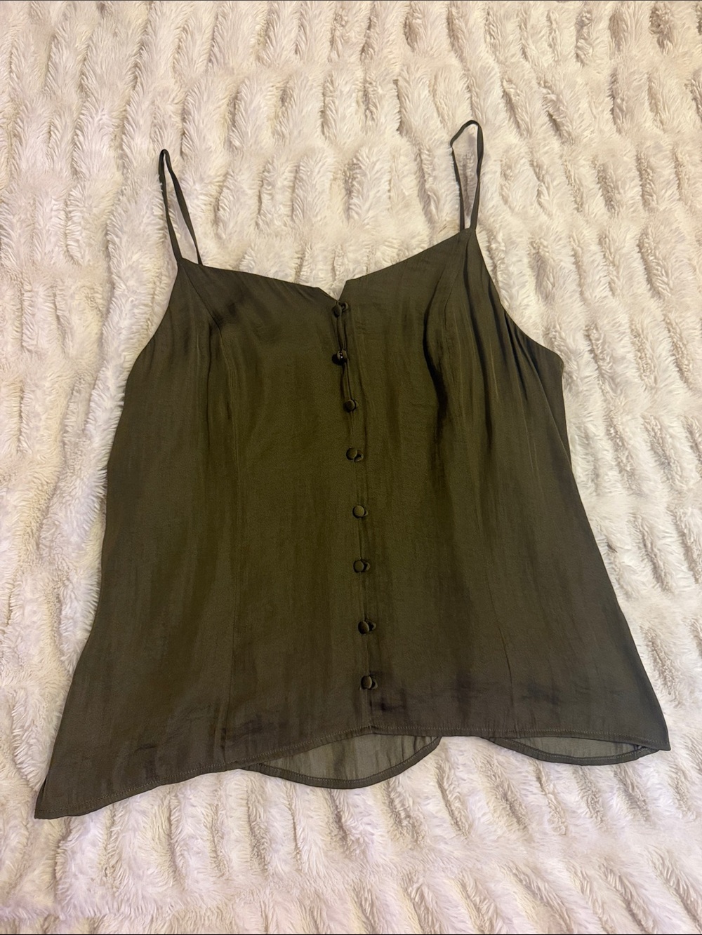 Vince Camuto Olive Green Button-Front Camisole
